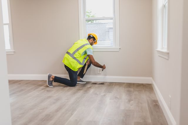 a person inspecting an electrical outlet